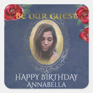 Die Schönheit und das Foto der Beast Fairy Tale Bl Quadratischer Aufkleber