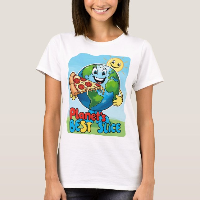 "Die schönste Scheibe des Planeten: Erde mit Pizza T-Shirt (Vorderseite)