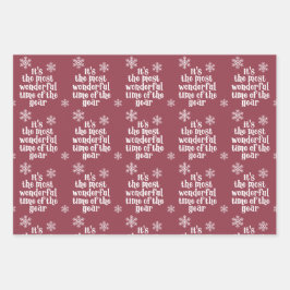 Die schönste Zeit der Waldlandschneeflocke Geschenkpapier Set