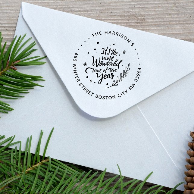 Die schönste Zeit des Jahres Gummistempel (It's The Most Wonderful Time Of The Year Return Address Rubber Stamp)