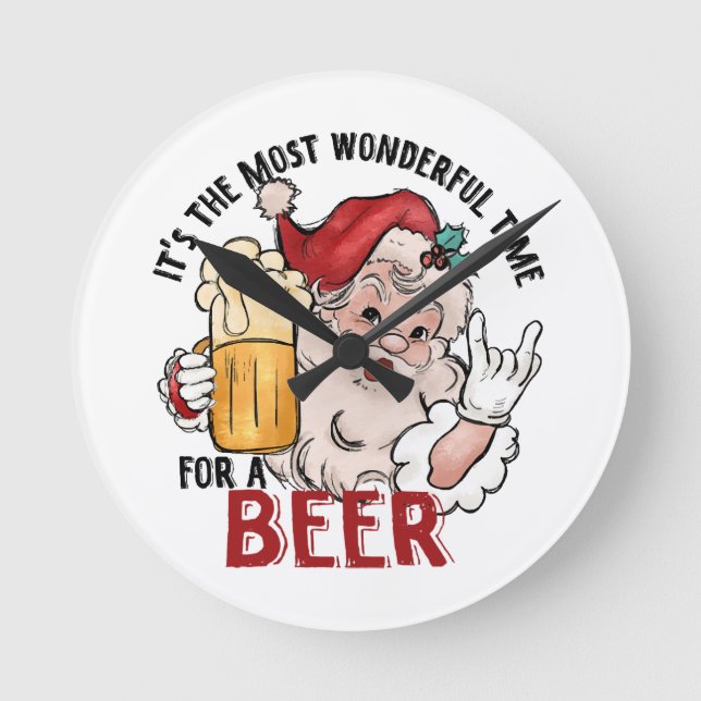 Die schönste Zeit für ein Bier Runde Wanduhr (Vorderseite)