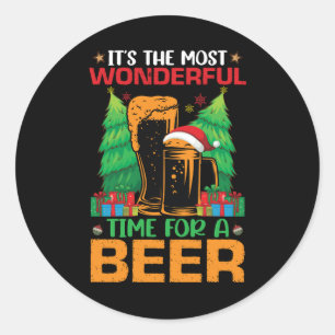 Die schönste Zeit für einen Bierurlaub Runder Aufkleber