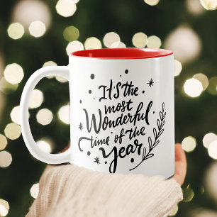 Die schönste Zeit Weihnachten Schwarzen Skript Url Zweifarbige Tasse