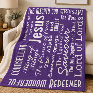 Die Schönsten Namen von Jesus lila Fleecedecke