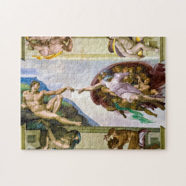 Die Schöpfung Adams durch Michelangelo Puzzle (Horizontal)