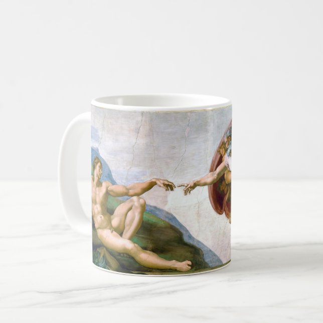 Die Schöpfung von Adam, Michelangelo, 1508-1512 Kaffeetasse (Vorderseite Links)