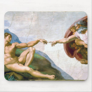 Die Schöpfung von Adam, Michelangelo, 1508-1512 Mousepad