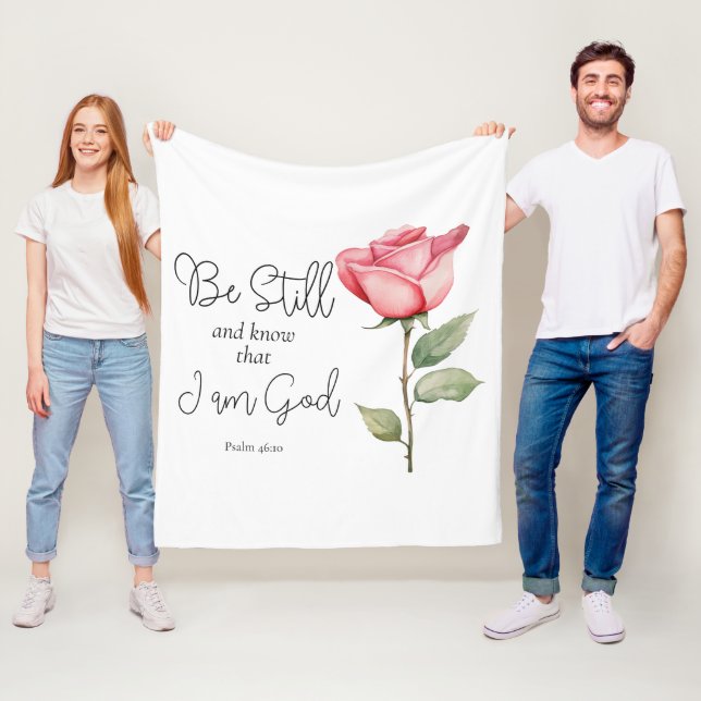 Die Schrift sei still und weiß, dass ich die Blume Fleecedecke (Beispiel)