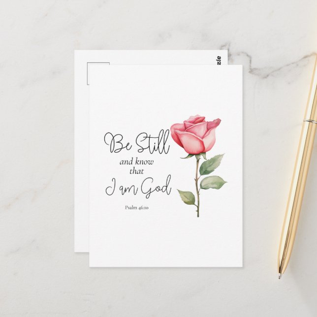 Die Schrift sei still und weiß, dass ich die Blume Postkarte (Vorderseite/Rückseite Beispiel)