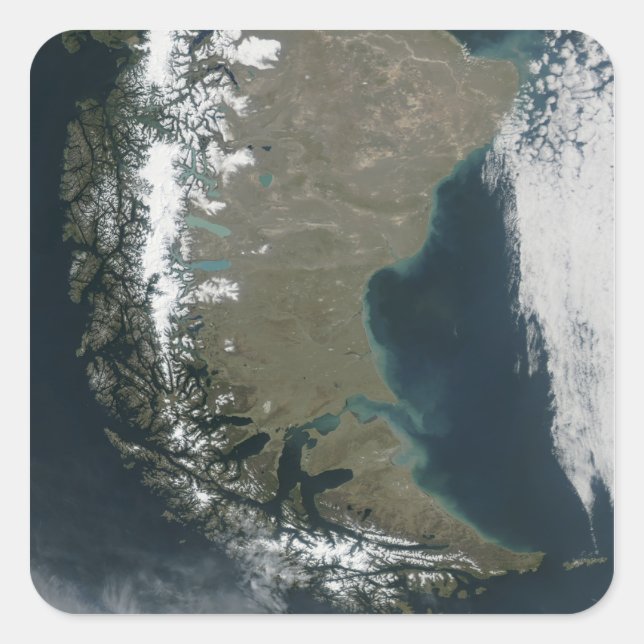 Die schroffen, schneebedeckten Anden Quadratischer Aufkleber (Vorderseite)