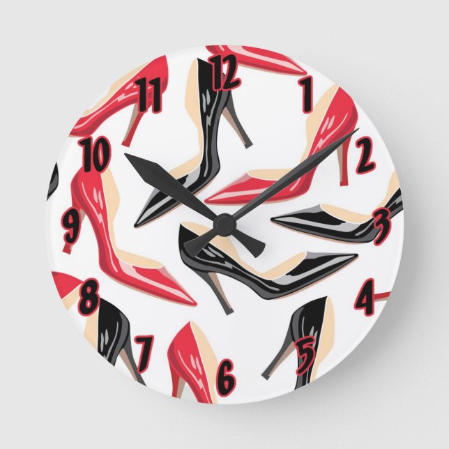 Die Schuh-hoher Heels Stilletto Stileto der Runde Wanduhr (Vorderseite)