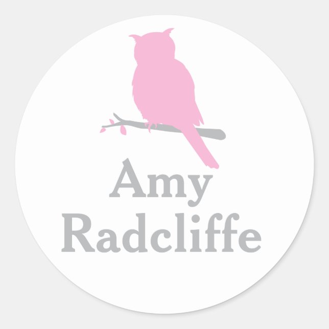 Die Schule fügt Ihren Namen Eule pink ID Aufkleber (Vorderseite)