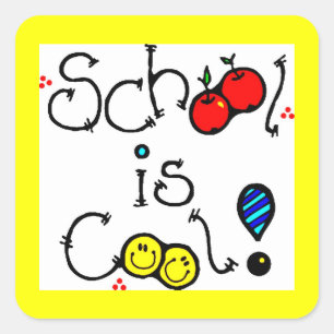 DIE SCHULE IST COOL FUN FARBFARBIG FAPPY FACLES AP QUADRATISCHER AUFKLEBER