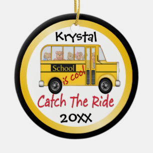 Die Schule ist Cooler Schulbus Keramik Ornament