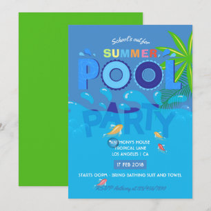 Die Schule ist für die Summer Pool Party Einladung