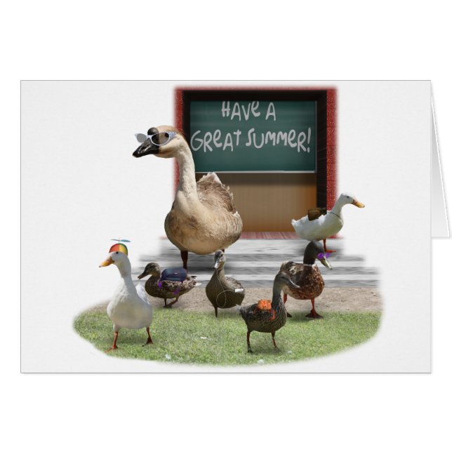 Die Schule ist raus, kleine Entenlinge mit Lehrerg (Vorderseite (Horizontal))