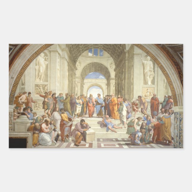 Die Schule von Athen in Raphael Rechteckiger Aufkleber (Vorderseite)
