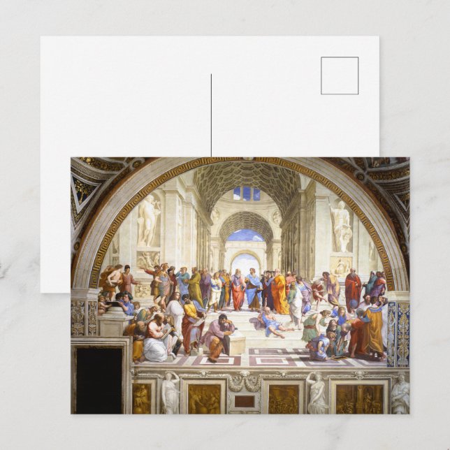 Die Schule von Athen von Raphael Postkarte (Vorne/Hinten)