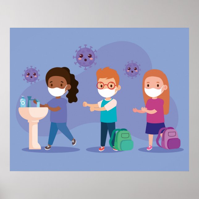 Die Schule wascht sich die Hände Poster (Vorne)