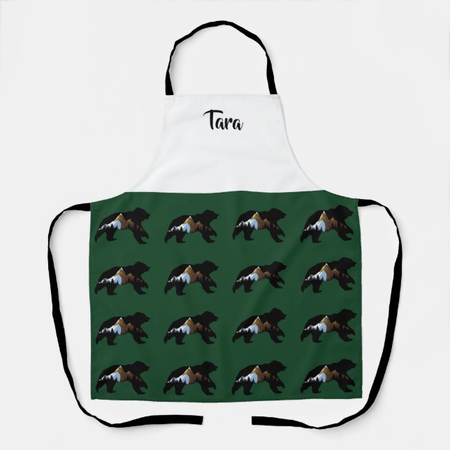 Die Schürze "Bears with Mountains" von Green Bear  (Vorderseite)