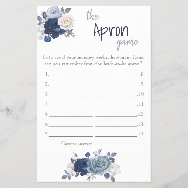 Die Schürze Brautparty Game Card Flyer (Vorne)