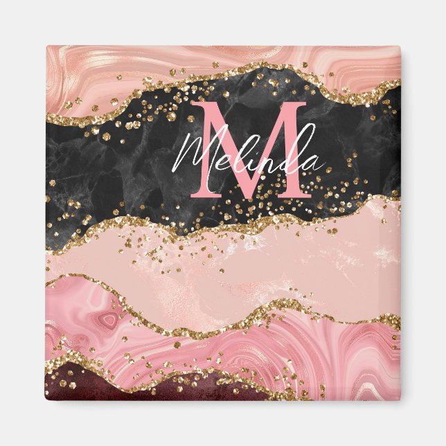 Die schwarz-rosa Sequins Agate Magnet (Vorne)