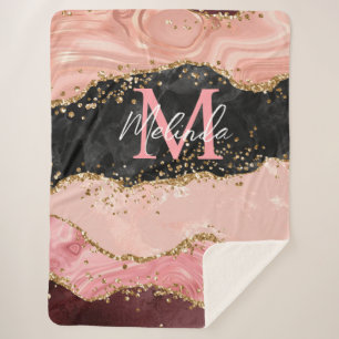 Die schwarz-rosa Sequins Agate Sherpadecke