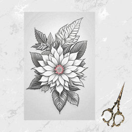 Die Schwarz-weiße Poinsettia-Linie zu Weihnachten Seidenpapier