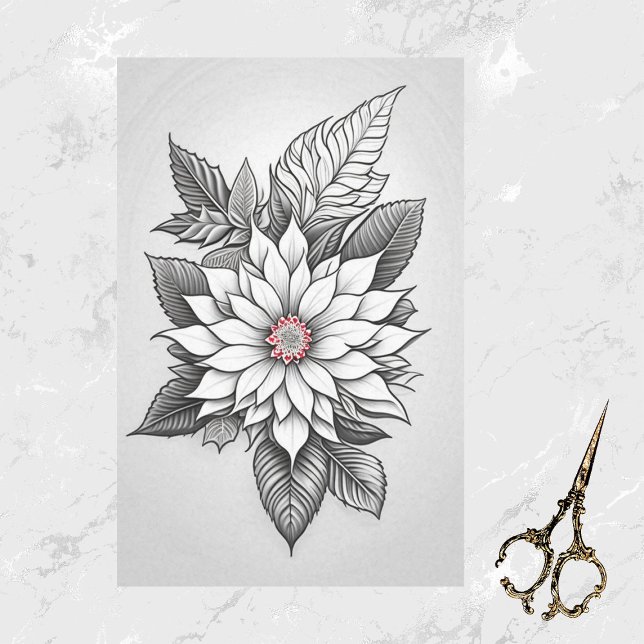 Die Schwarz-weiße Poinsettia-Linie zu Weihnachten  Seidenpapier (Von Creator hochgeladen)