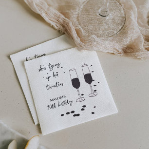 Die schwarze Champagner-30. Geburtstagsfeier Serviette
