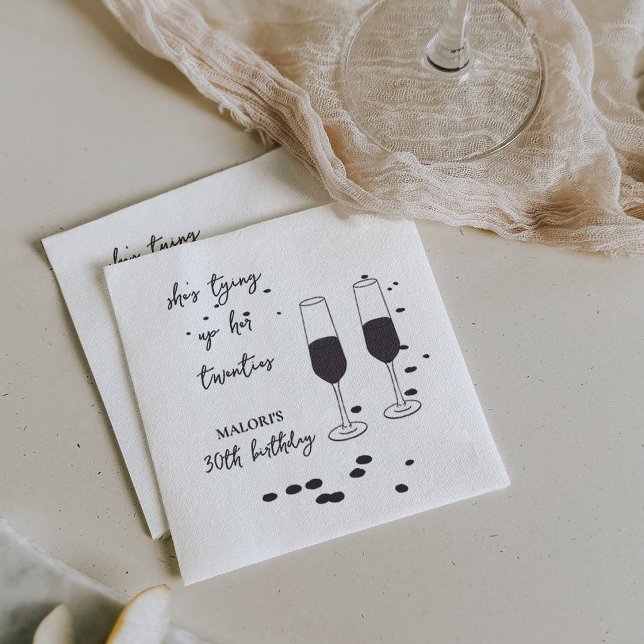 Die schwarze Champagner-30. Geburtstagsfeier Serviette (Von Creator hochgeladen)