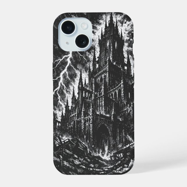 Die Schwarze Festung von BurnsInHell iPhone 15 Hülle (Rückseite)