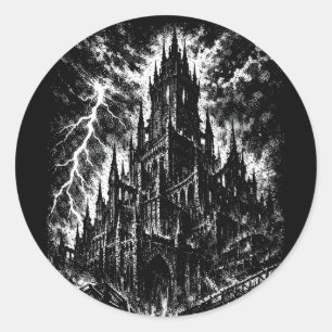 Die Schwarze Festung von BurnsInHell Runder Aufkleber