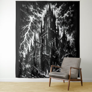 Die Schwarze Festung von BurnsInHell Wandteppich