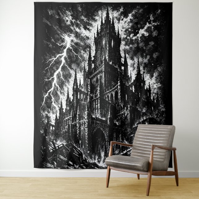 Die Schwarze Festung von BurnsInHell Wandteppich (Beispiel)