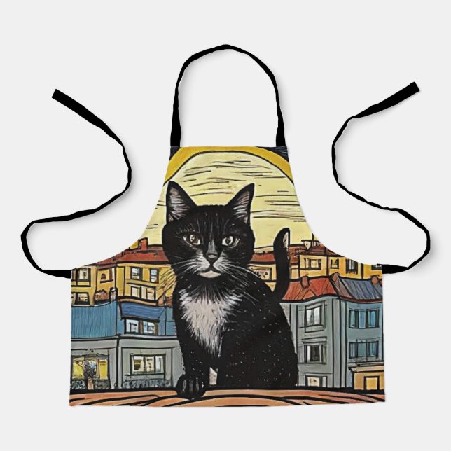 Die schwarze Katze 4 Schürze (Vorderseite)
