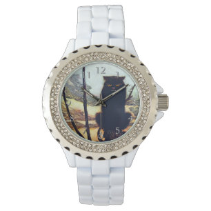 Die schwarze Katze Armbanduhr