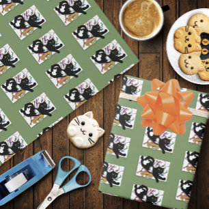 Die schwarze Katze des Künstlers Geschenkpapier