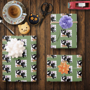 Die schwarze Katze des Künstlers Geschenkpapier Set