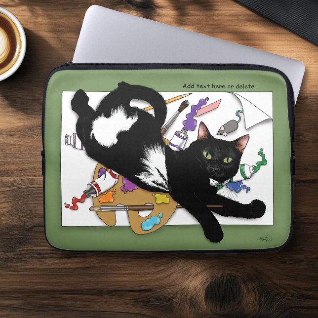 Die schwarze Katze des Künstlers Laptopschutzhülle (Von Creator hochgeladen)