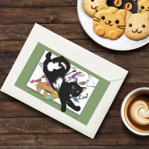 Die schwarze Katze des Künstlers Rechteckiger Aufkleber
