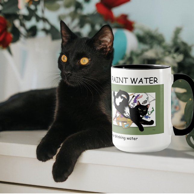 Die schwarze Katze des Künstlers Tasse (Von Creator hochgeladen)