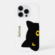 Die schwarze Katze, die dich mit goldenen Augen an