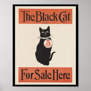 Die schwarze Katze hier zu verkaufen Poster