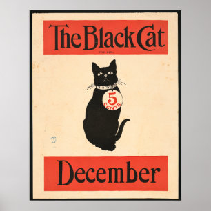 Die schwarze Katze im Dezember 1890er Poster