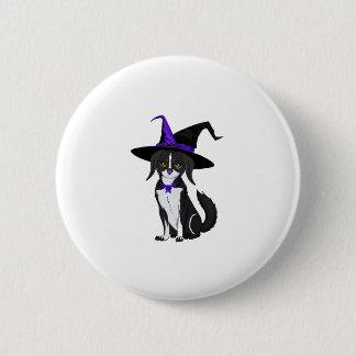 Die schwarze Katze im Halloween-Party. Aufkleber Button