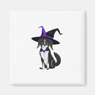Die schwarze Katze im Halloween-Party. Aufkleber Magnet