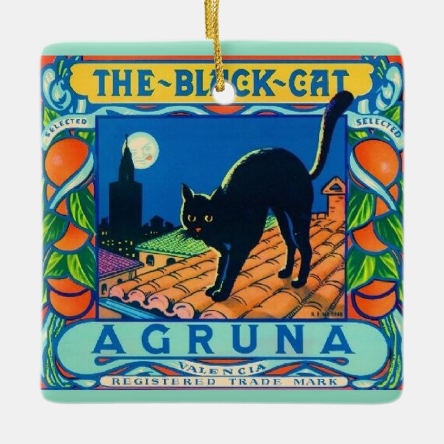 Die schwarze Katze Keramik Keramikornament (Vorderseite)