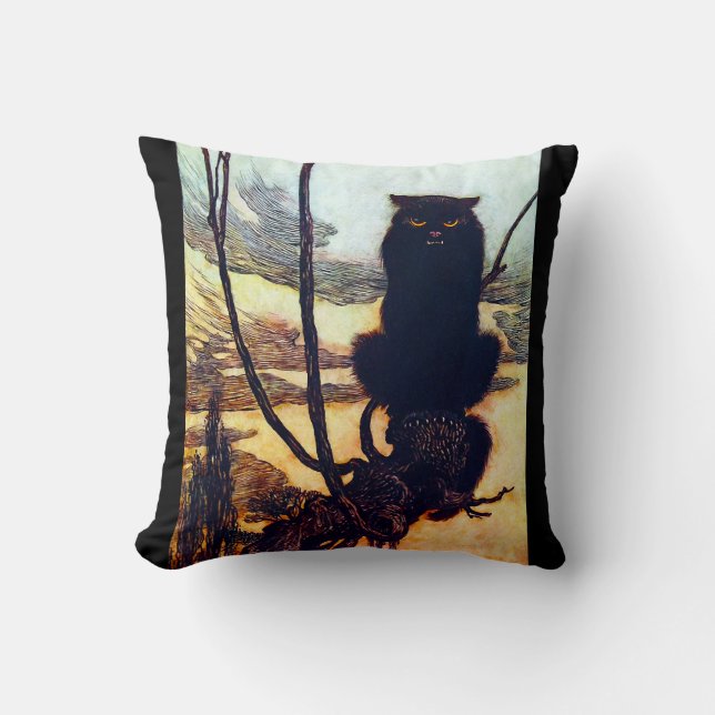 Die schwarze Katze Kissen (Vorderseite)