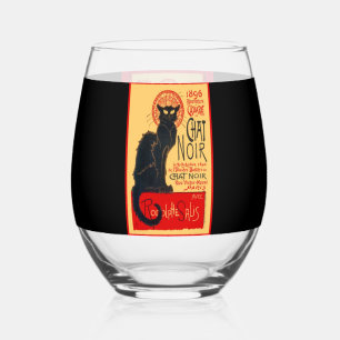 Die schwarze Katze, Le Chat Noir, Kunst Weinglas Ohne Stiel